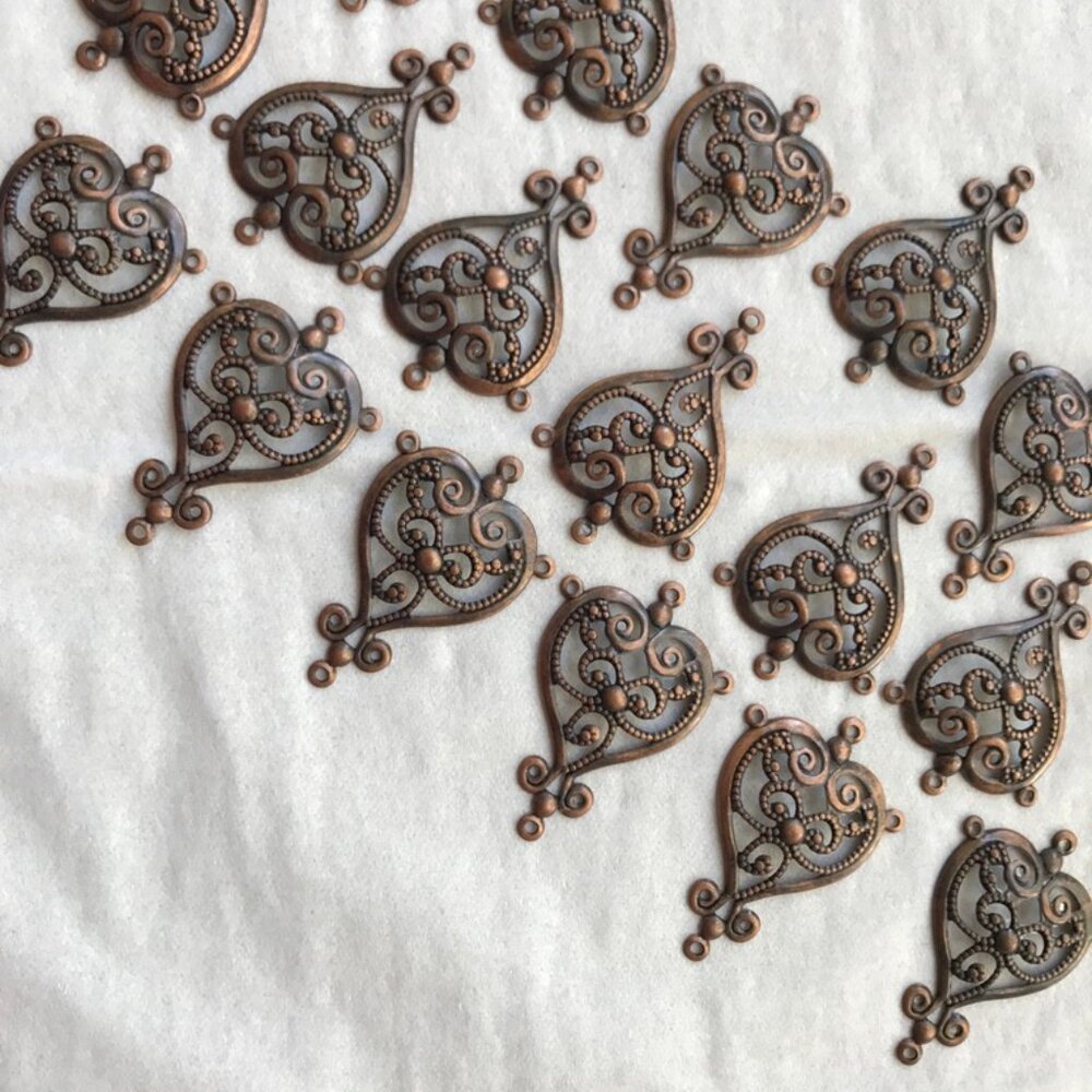 NWT Copper Chandelier Heart Parts for Jewelry Making